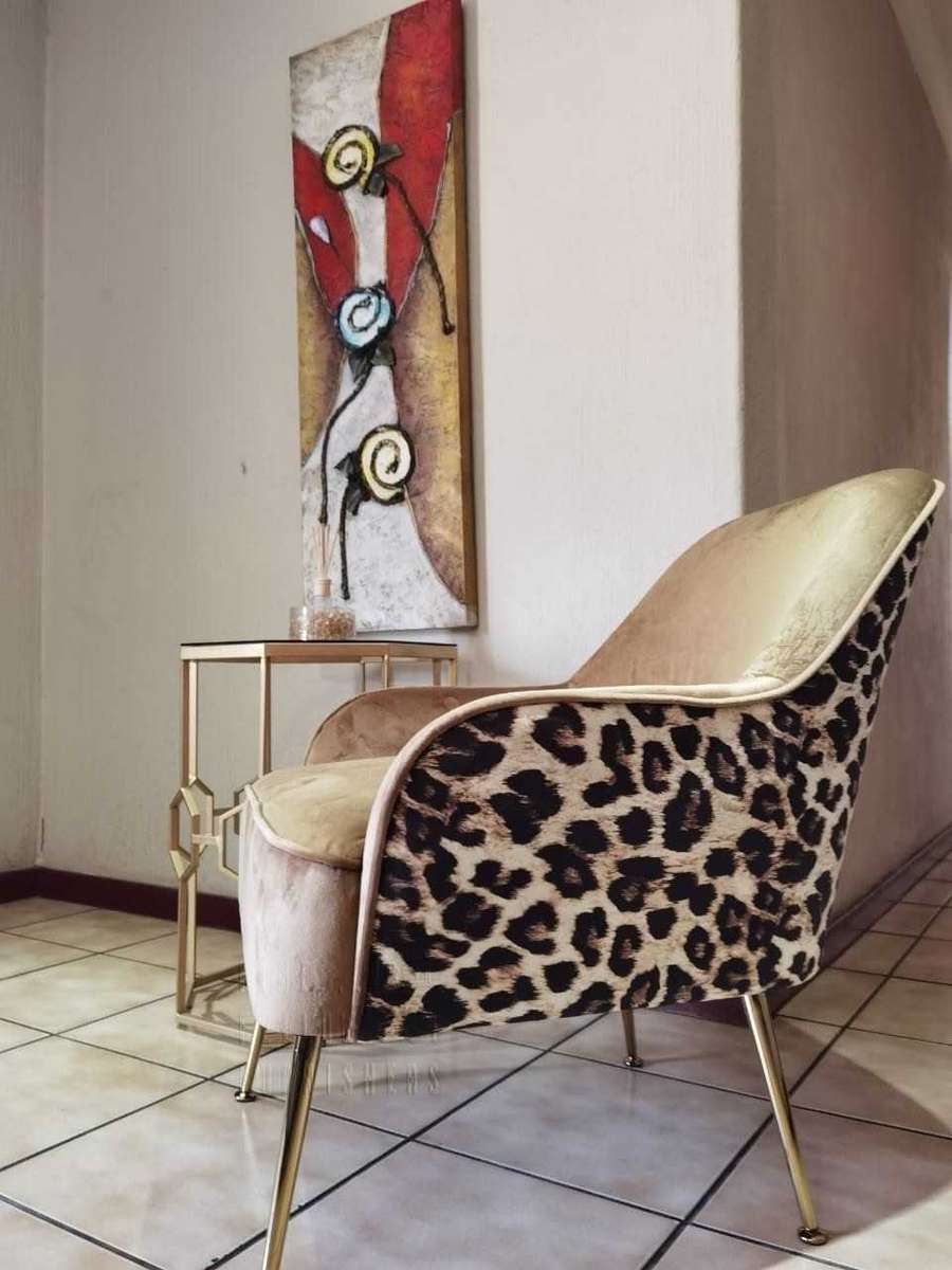Clarisse Velvet Accent Chair-Leopard