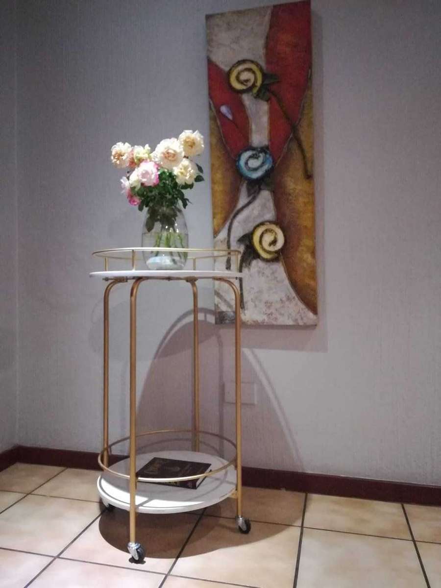 Lily's Orchard White Marble Tall Bar Cart