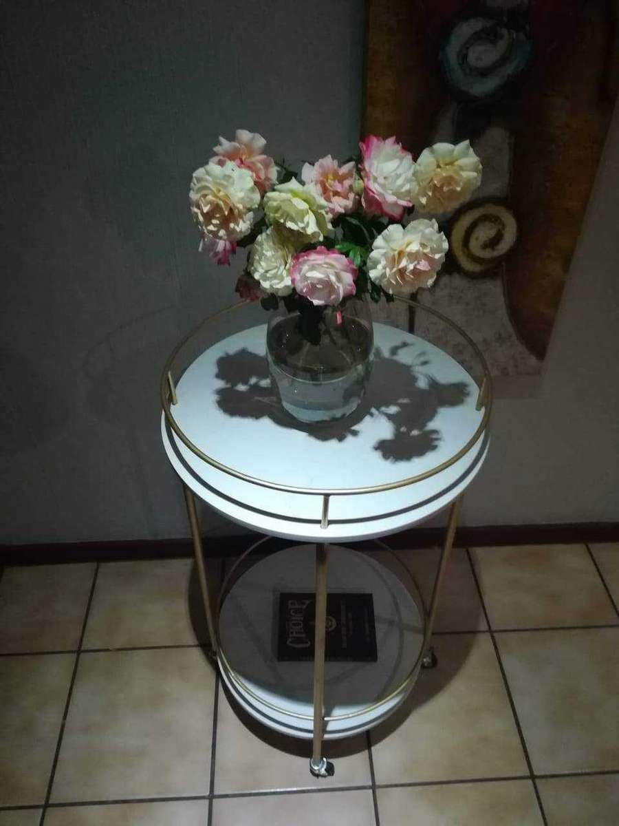 Lily's Orchard White Marble Tall Bar Cart