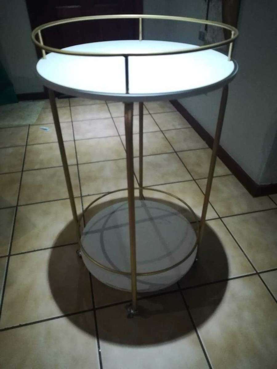 Lily's Orchard White Marble Tall Bar Cart