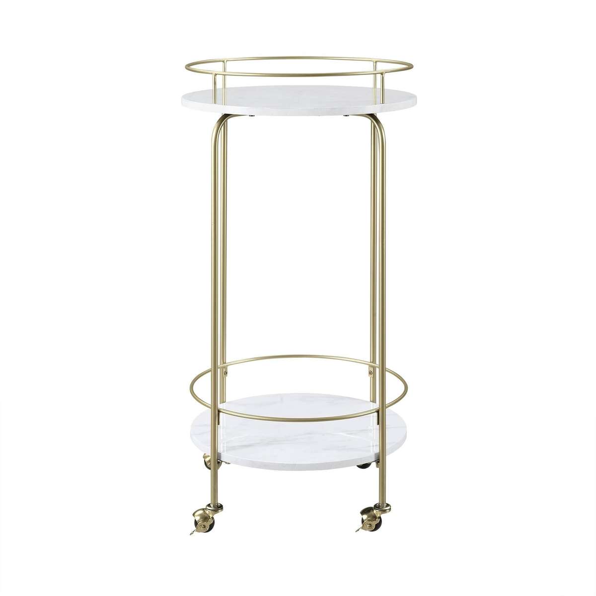 Lily's Orchard White Marble Tall Bar Cart