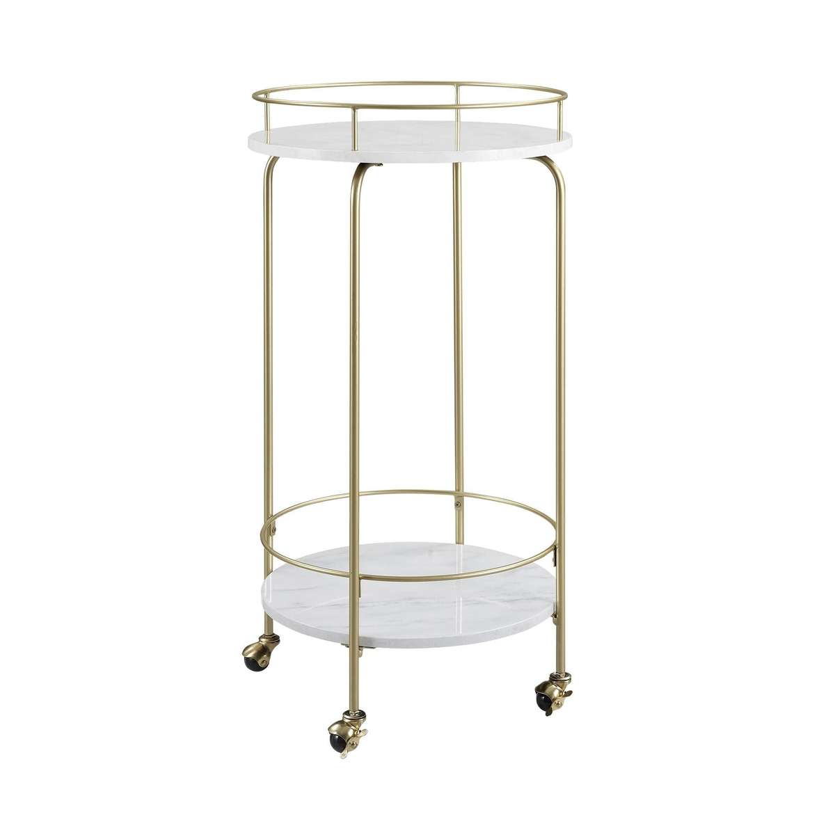 Lily's Orchard White Marble Tall Bar Cart