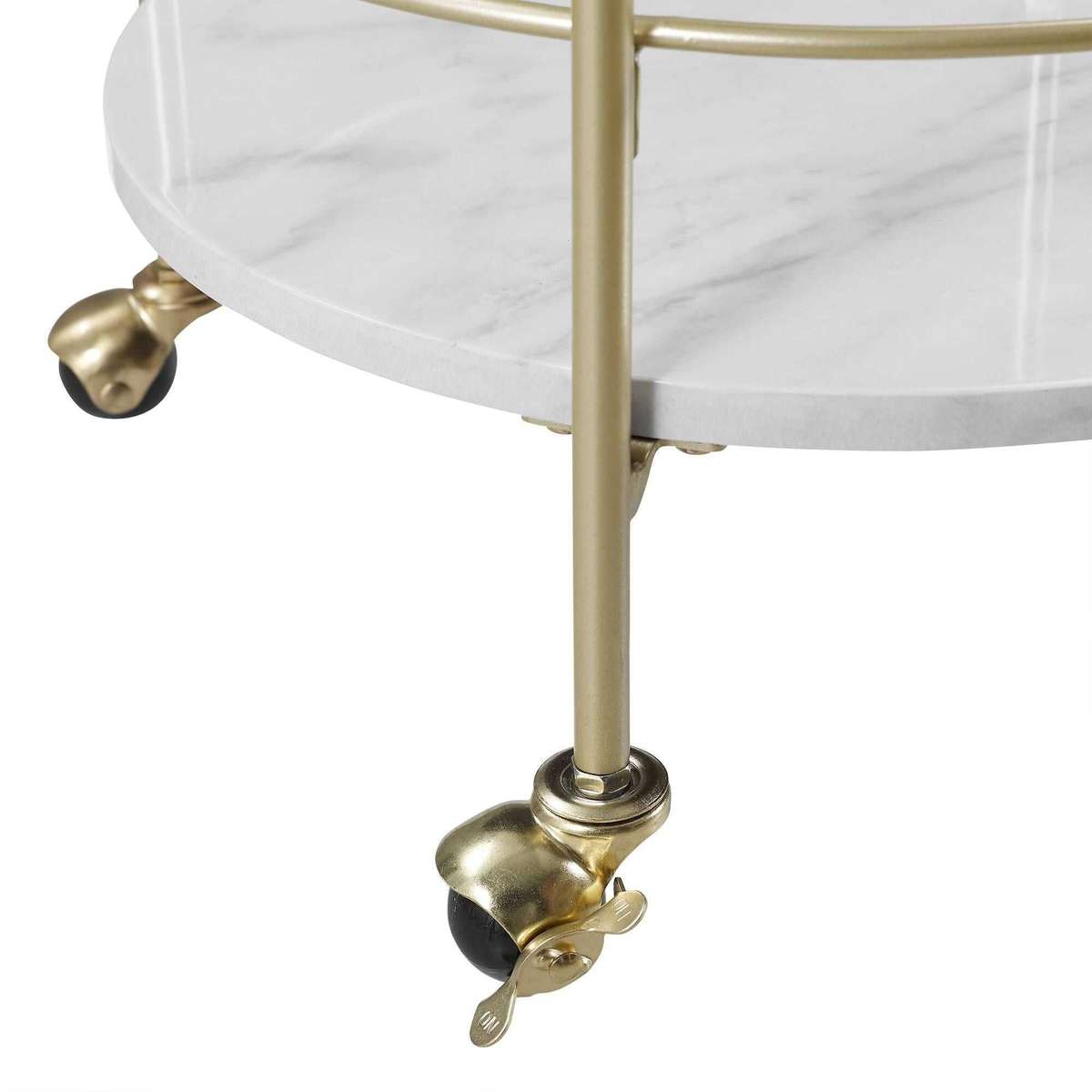 Lily's Orchard White Marble Tall Bar Cart
