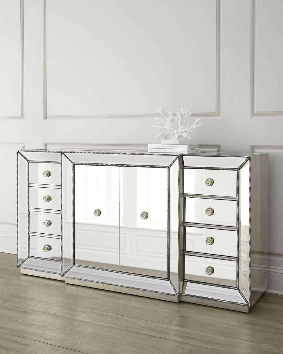 Moderna Eight Drawer Two Door Mirrored Sideboard
