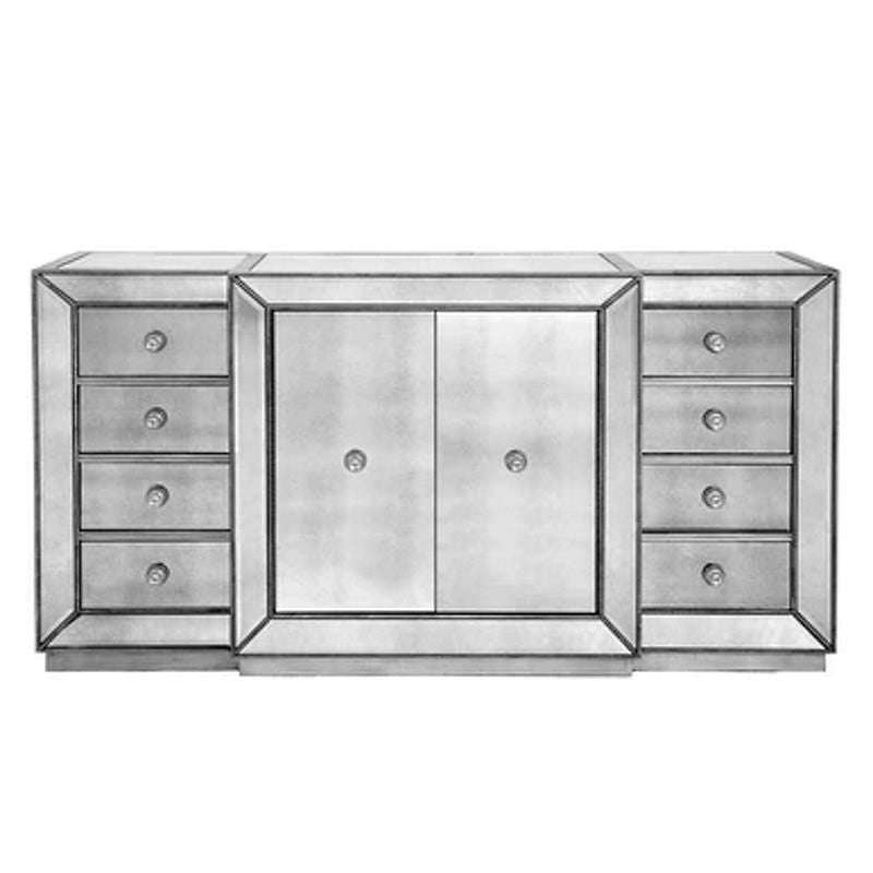 Moderna Eight Drawer Two Door Mirrored Sideboard