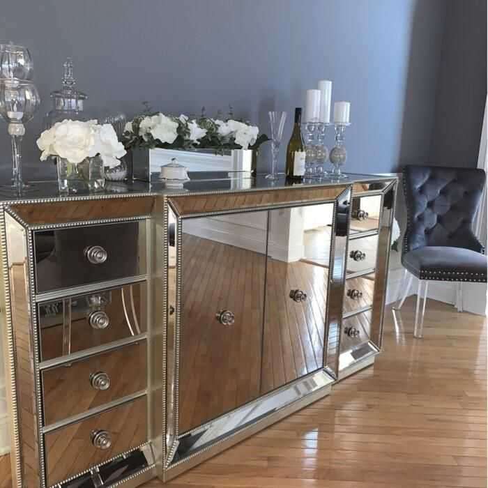 Moderna Eight Drawer Two Door Mirrored Sideboard