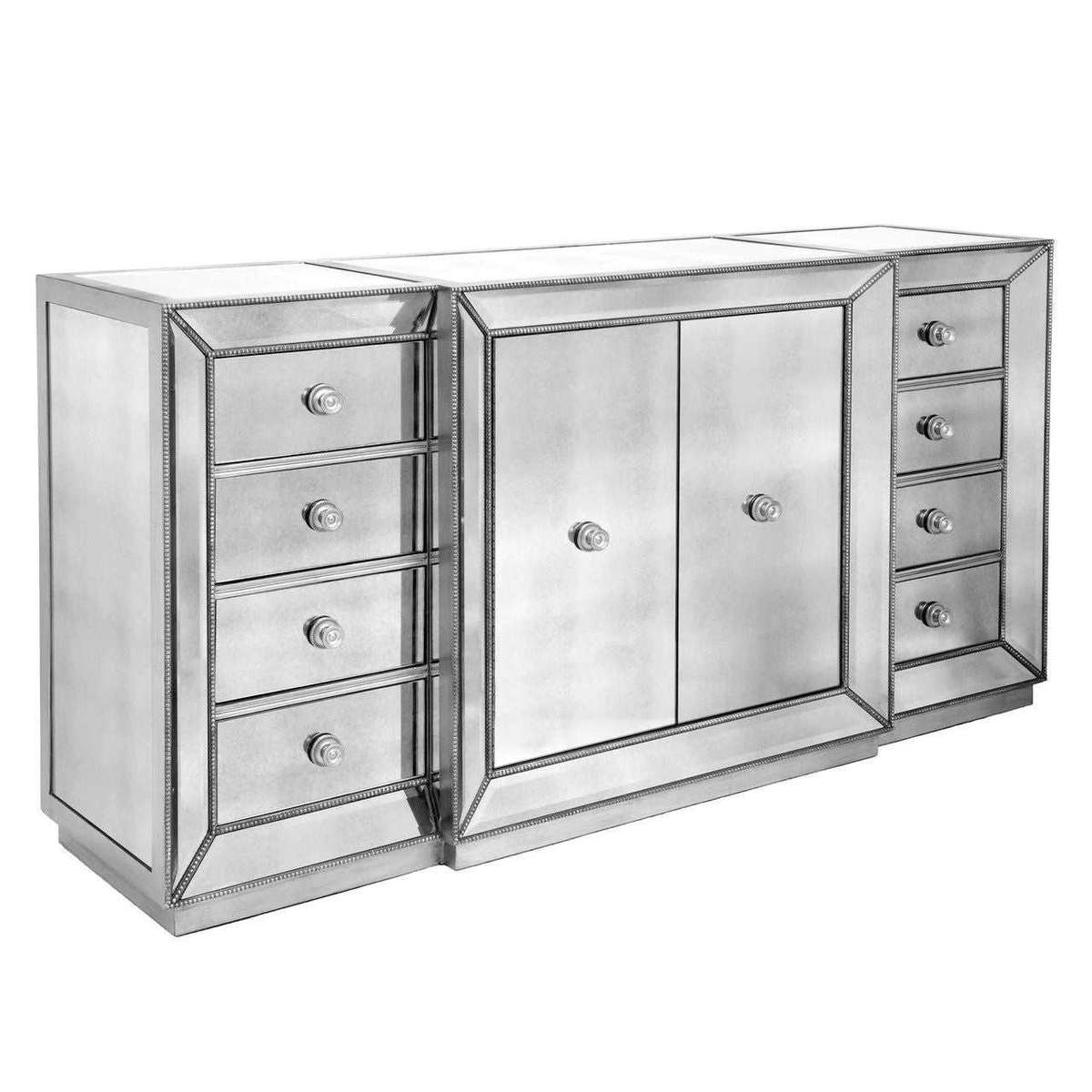 Moderna Eight Drawer Two Door Mirrored Sideboard