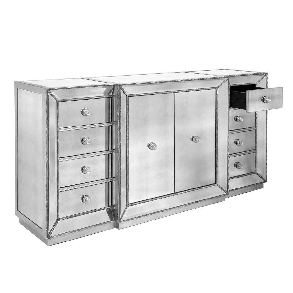 Moderna Eight Drawer Two Door Mirrored Sideboard