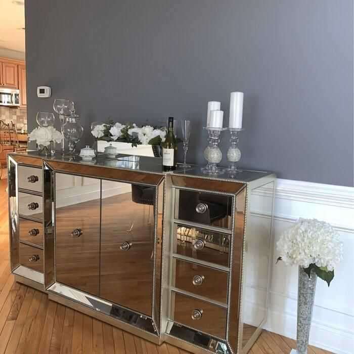 Moderna Eight Drawer Two Door Mirrored Sideboard
