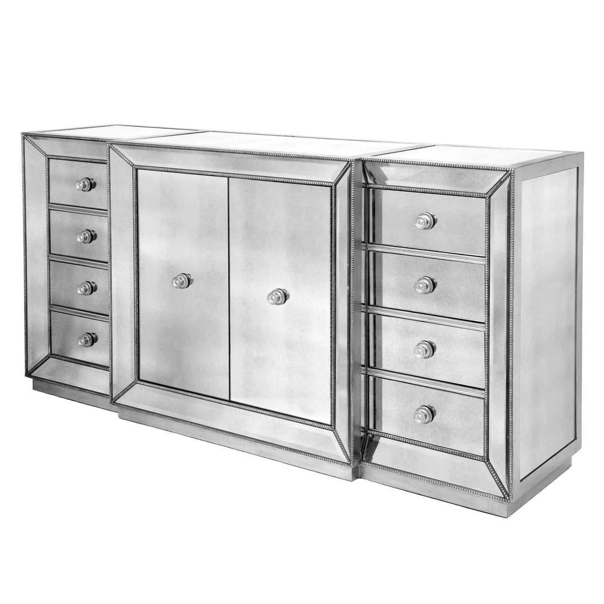 Moderna Eight Drawer Two Door Mirrored Sideboard