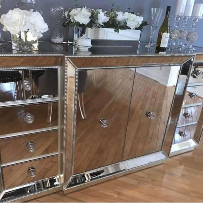 Moderna Eight Drawer Two Door Mirrored Sideboard