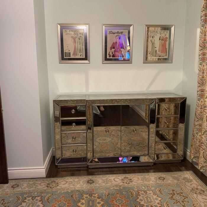 Moderna Eight Drawer Two Door Mirrored Sideboard