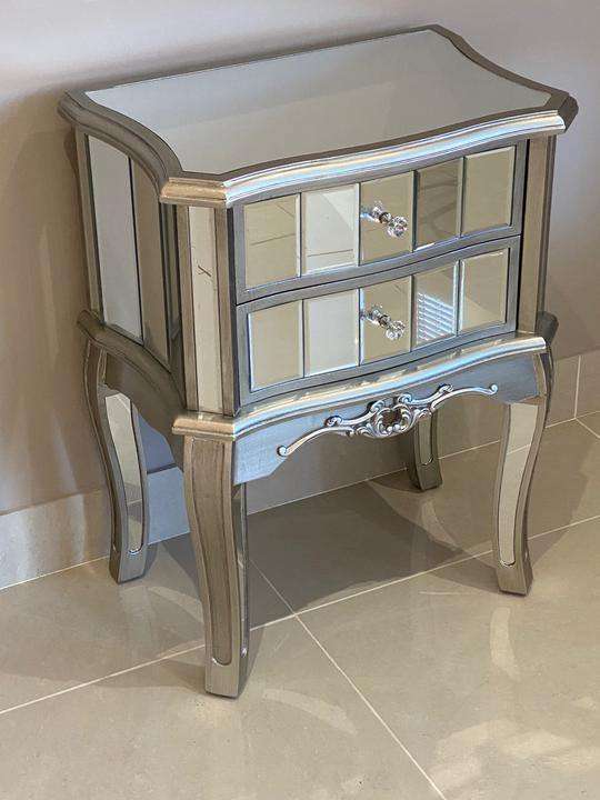 Victorian Two Drawer Mirrored Bedside Table