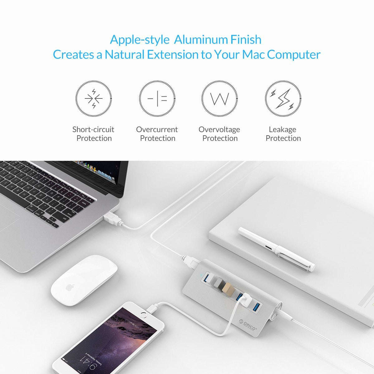 ORICO 7 PORT USB3.0 ALUMINUM HUB