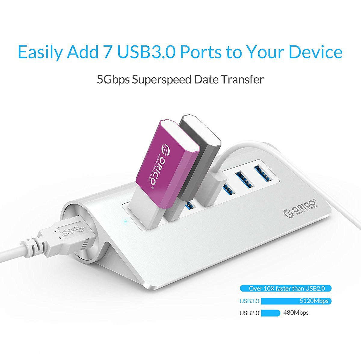 ORICO 7 PORT USB3.0 ALUMINUM HUB