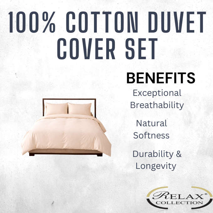 100% Cotton Percale 200 Thread Count Duvet Cover Cream