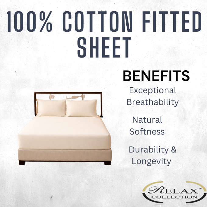 100% Cotton T-200 Fitted Sheet Cream