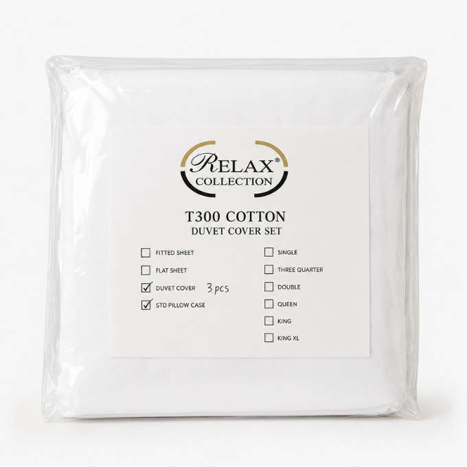 300 Thread Count 100% Cotton Duvet Cover White