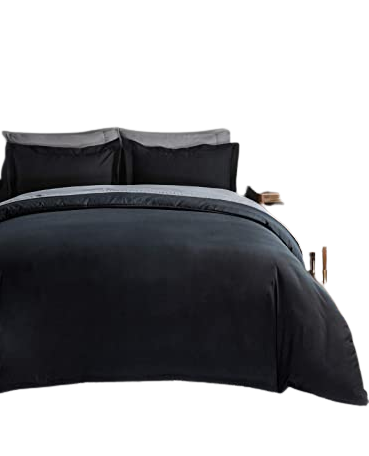 Poly Cotton Duvet Cover-Black - Double