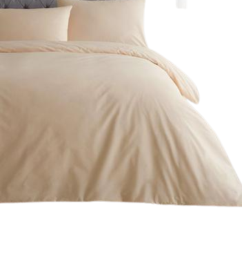 Poly Cotton Duvet Cover set with pillow cases-Cream - Super King XXL