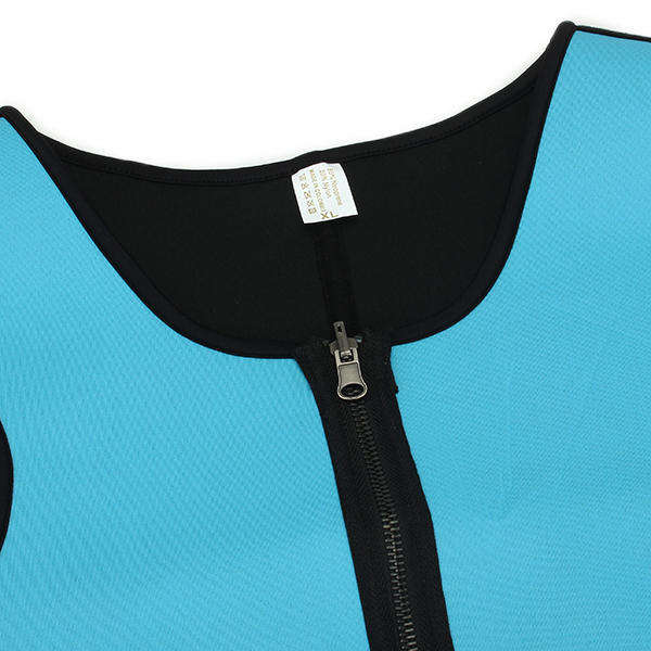 Men Ultra Sweat Compressing Neoprene Zipper Sports Vest Tank Top Training Corsets Bodysuit - M