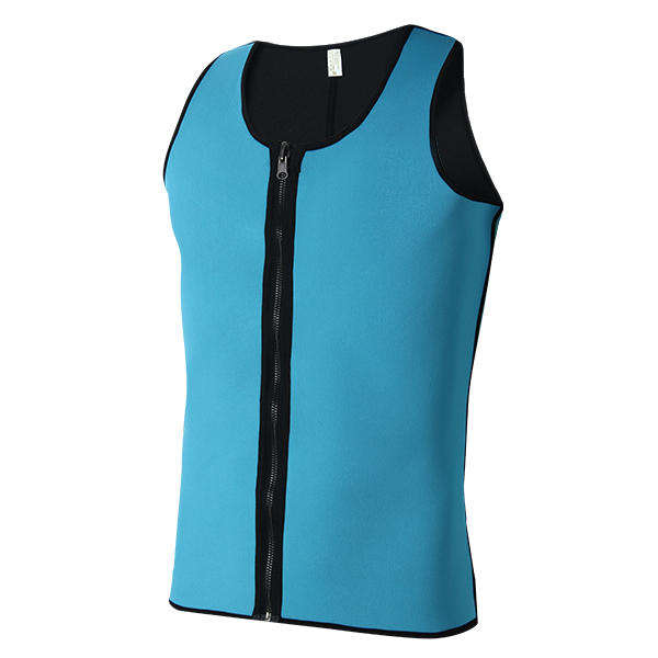 Men Ultra Sweat Compressing Neoprene Zipper Sports Vest Tank Top Training Corsets Bodysuit - M