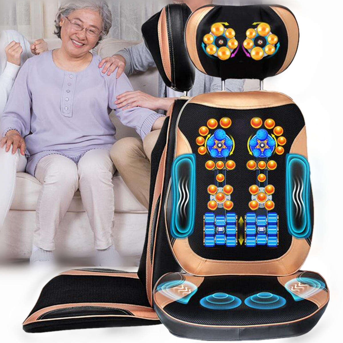 Antistress Full Body Electric Massage Cushion Heat Neck Back Cervica Shiatsu Massage Chair Compre...