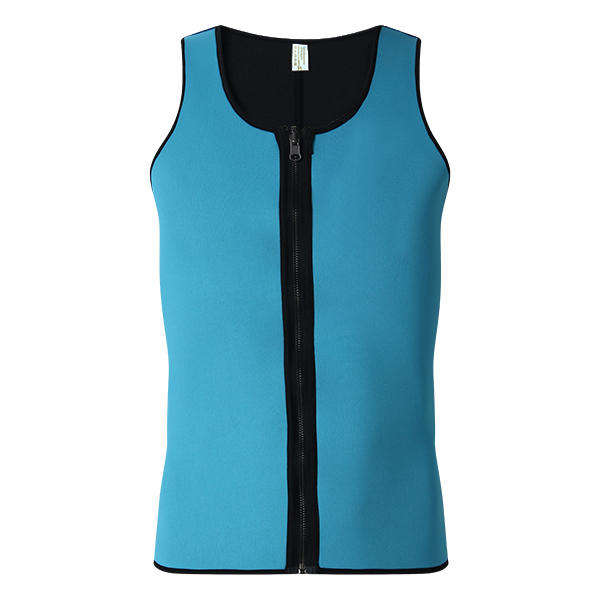 Men Ultra Sweat Compressing Neoprene Zipper Sports Vest Tank Top Training Corsets Bodysuit - M