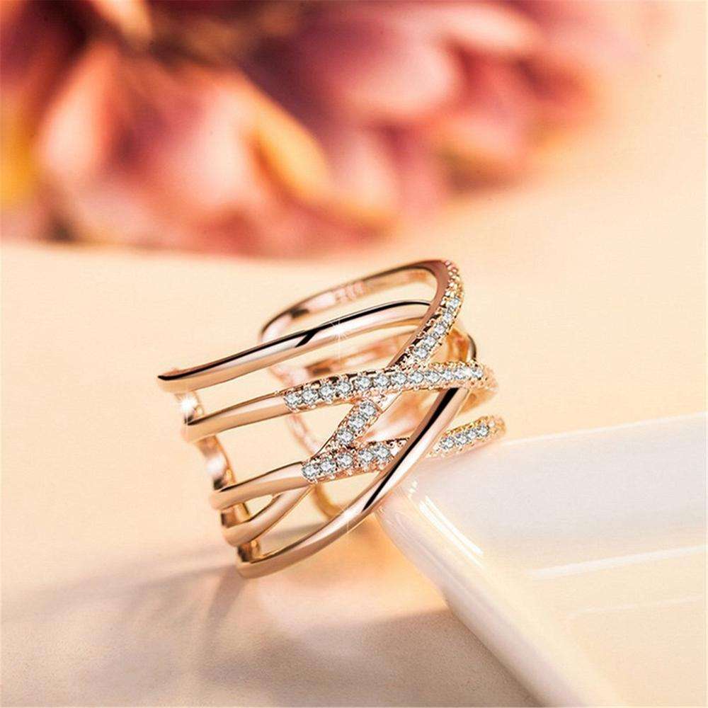 Stackable Twining Clear CZ Ring Dazzling Zirconia Engagement Finger Rings for Women - Silver