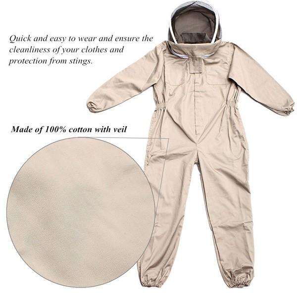 Pure Cotton Beekeeping Suit Bee Suit Heavy Duty Space Suit Leather Ventilated Bee Keeping Gloves - M