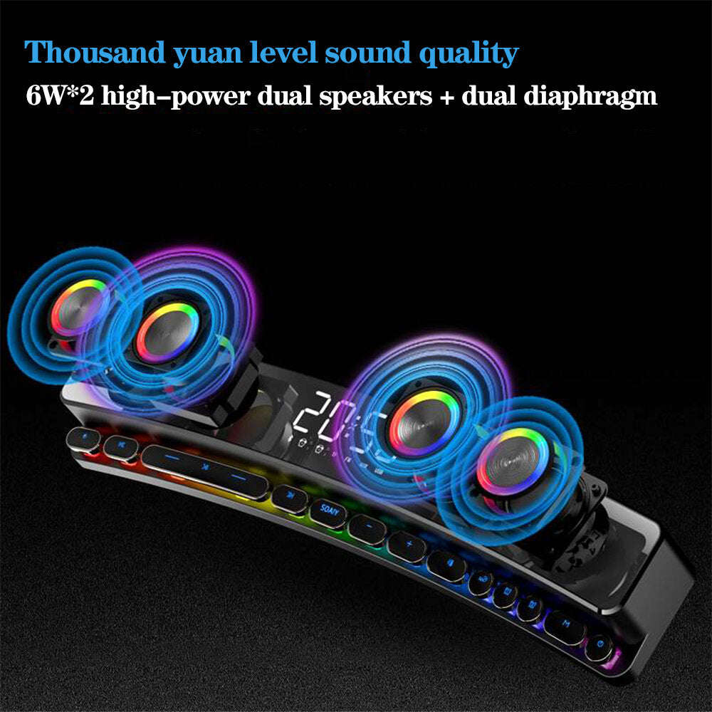 Soaiy SH39 Gaming Speaker bluetooth Soundbar Computer Audio Desktop Home Clock Ga... - Basic version
