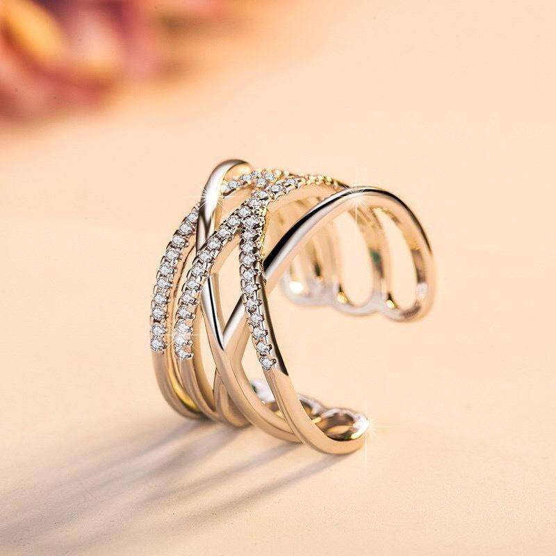 Stackable Twining Clear CZ Ring Dazzling Zirconia Engagement Finger Rings for Women - Silver