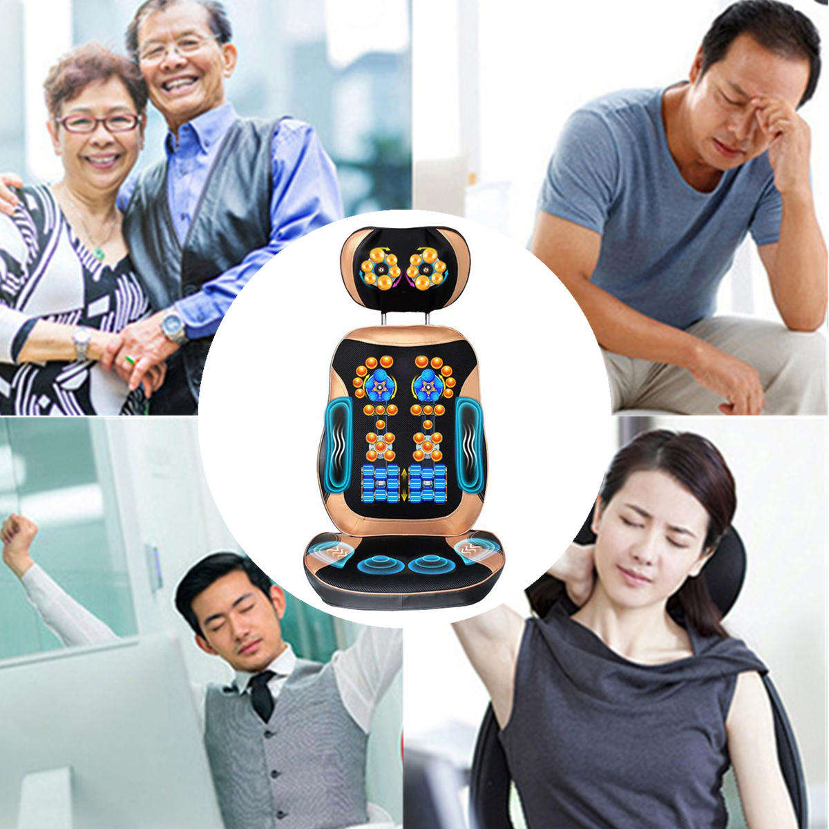 Antistress Full Body Electric Massage Cushion Heat Neck Back Cervica Shiatsu Massage Chair Compre...