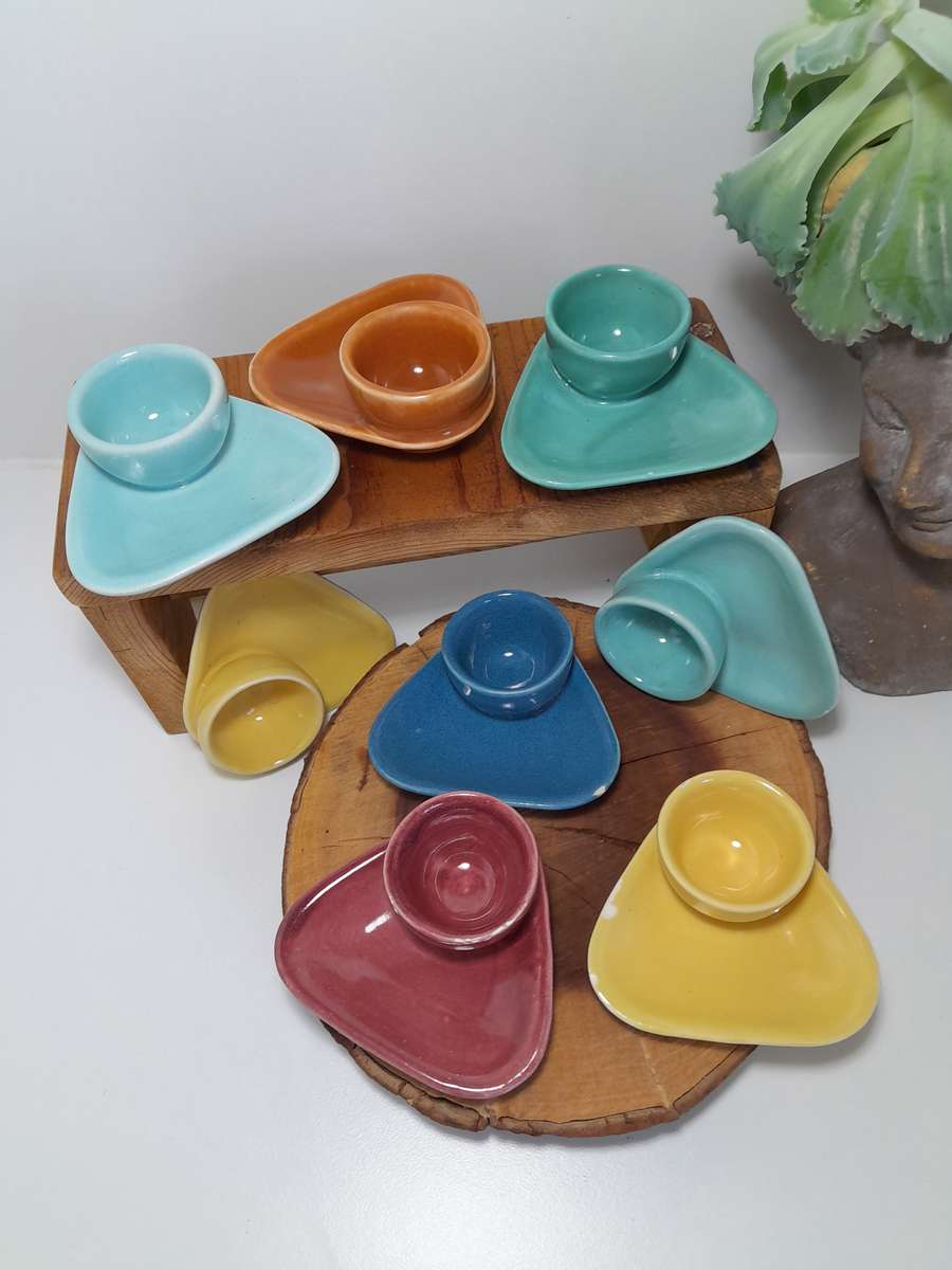 Set of 8 Mid-Century Mordern (MCM) Ceramic Egg Cups