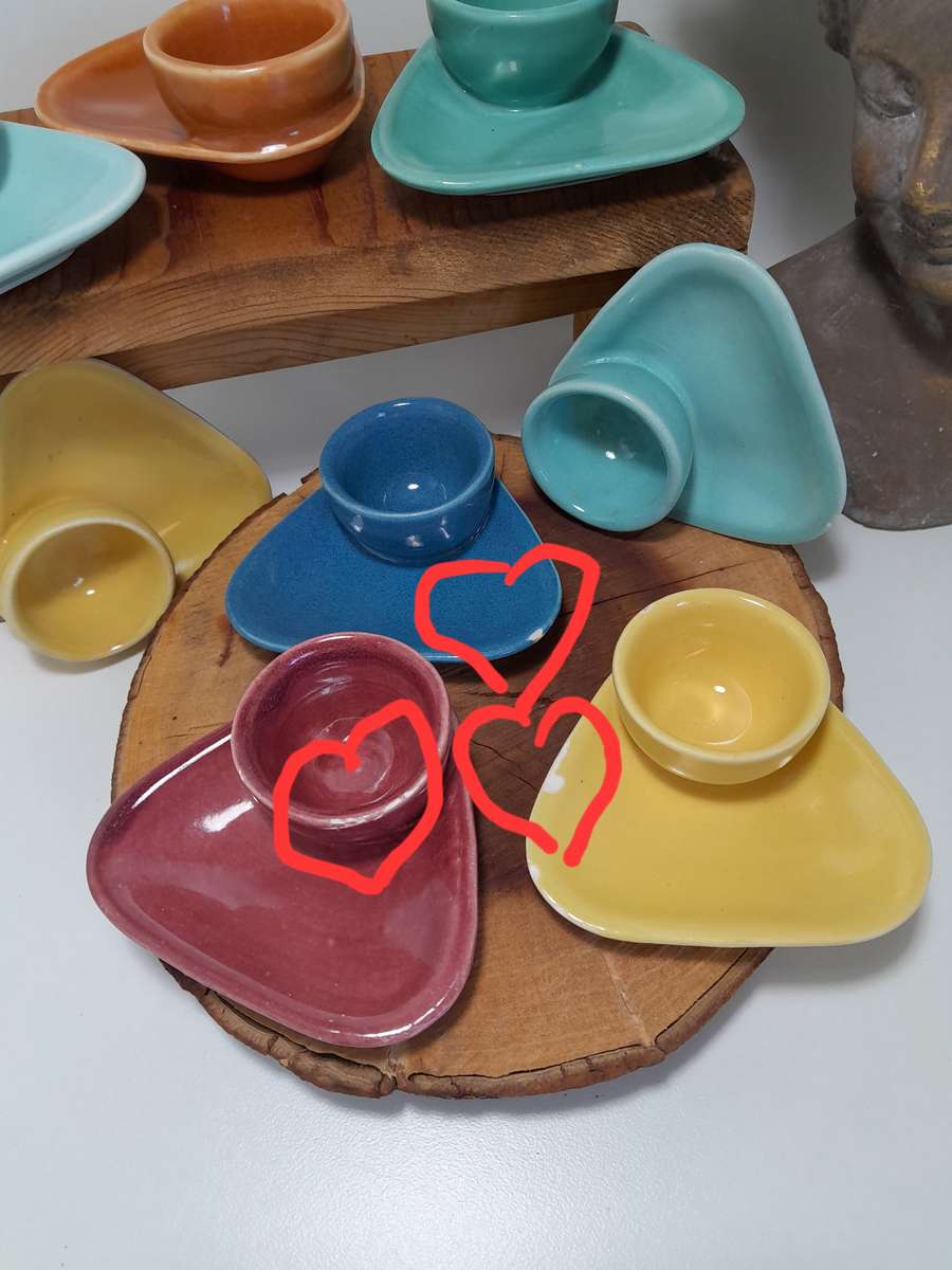 Set of 8 Mid-Century Mordern (MCM) Ceramic Egg Cups