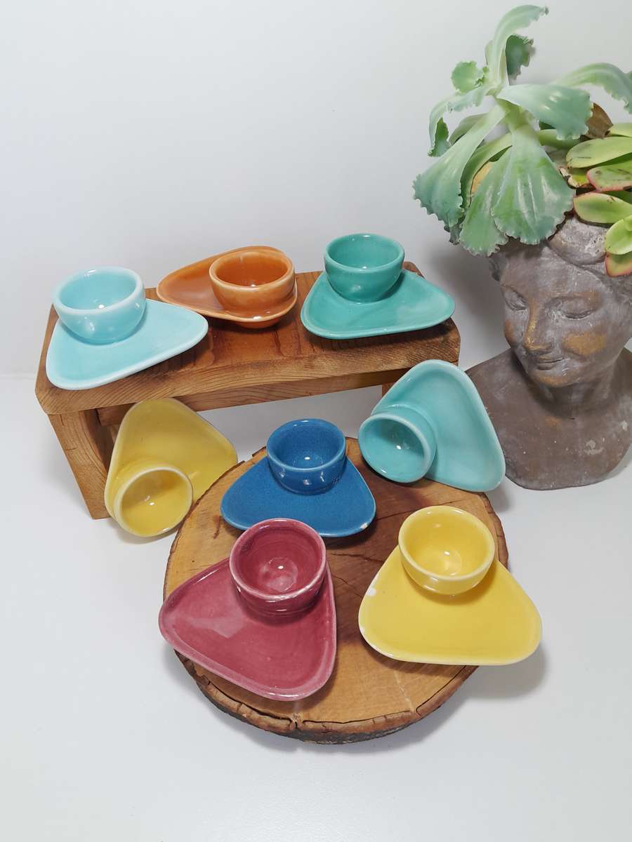 Set of 8 Mid-Century Mordern (MCM) Ceramic Egg Cups