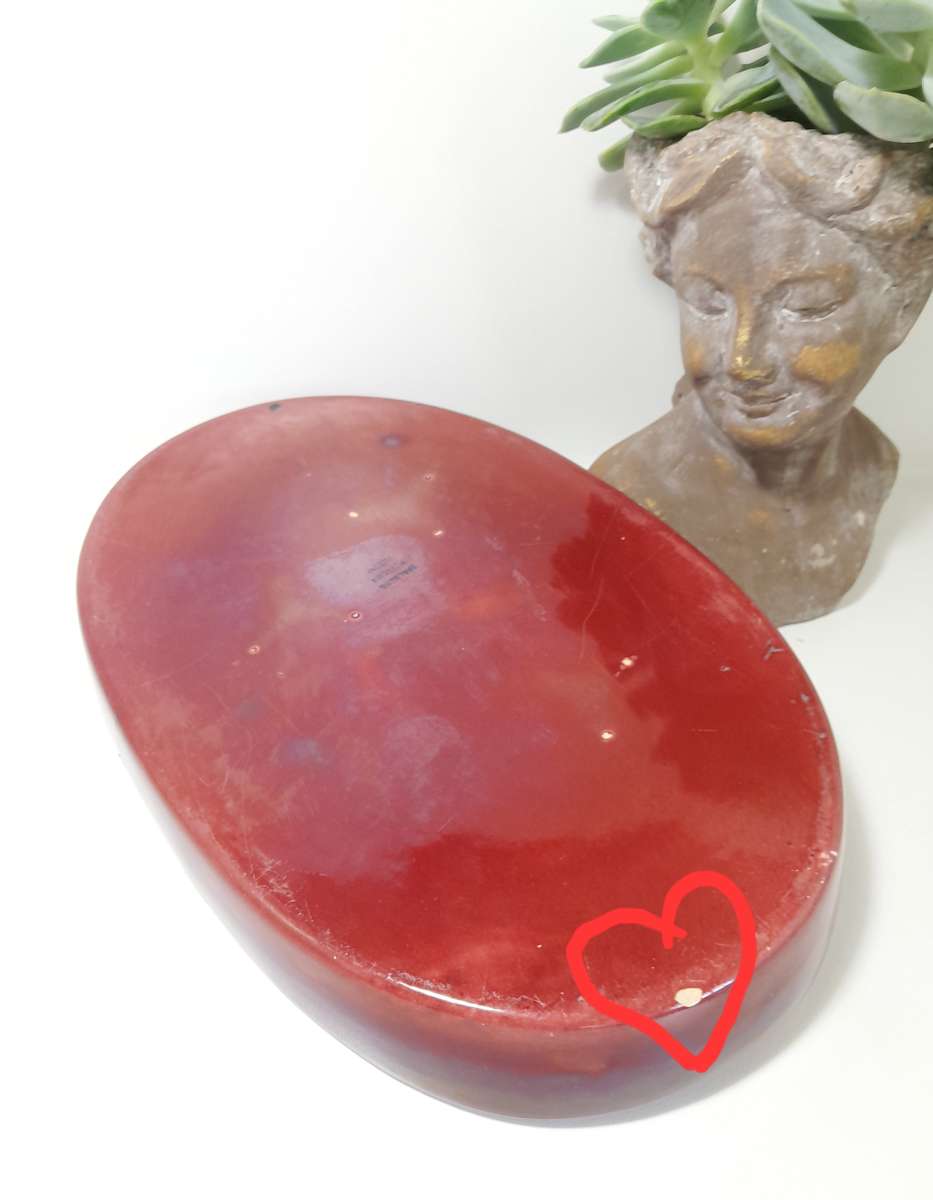 Large Oval Zaalberg Potterij Serving Bowl  Deep Burgundy