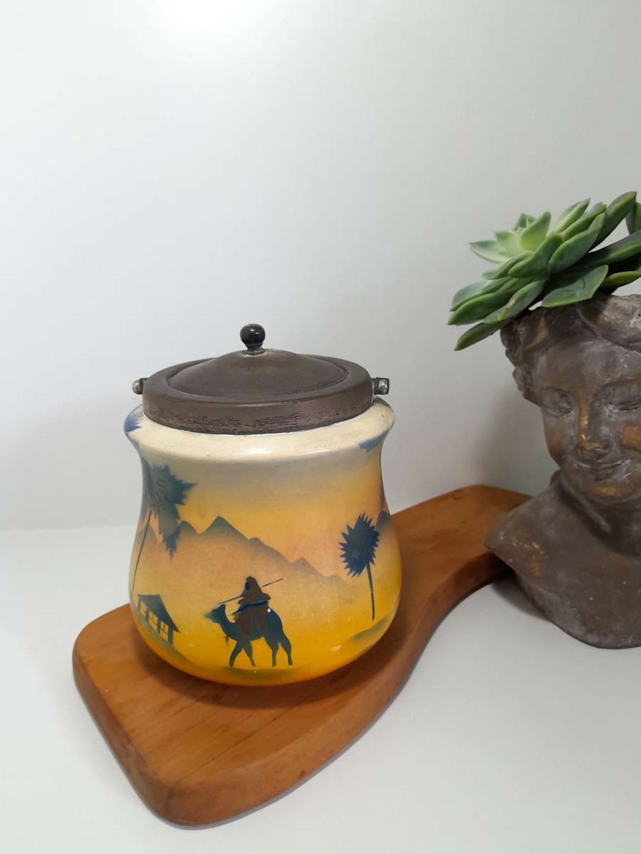 Antique (circa 1926) Japanese Stoneware Biscuit Barrel