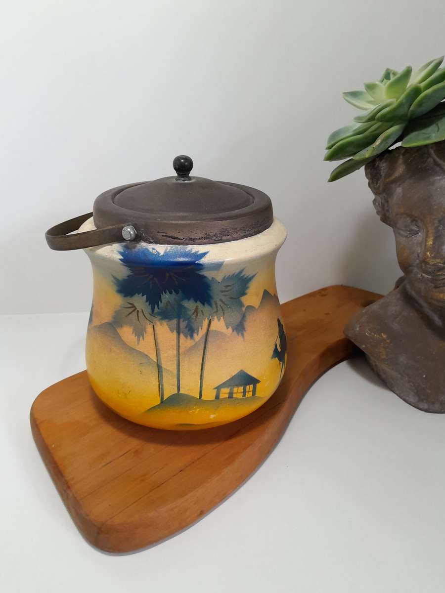 Antique (circa 1926) Japanese Stoneware Biscuit Barrel