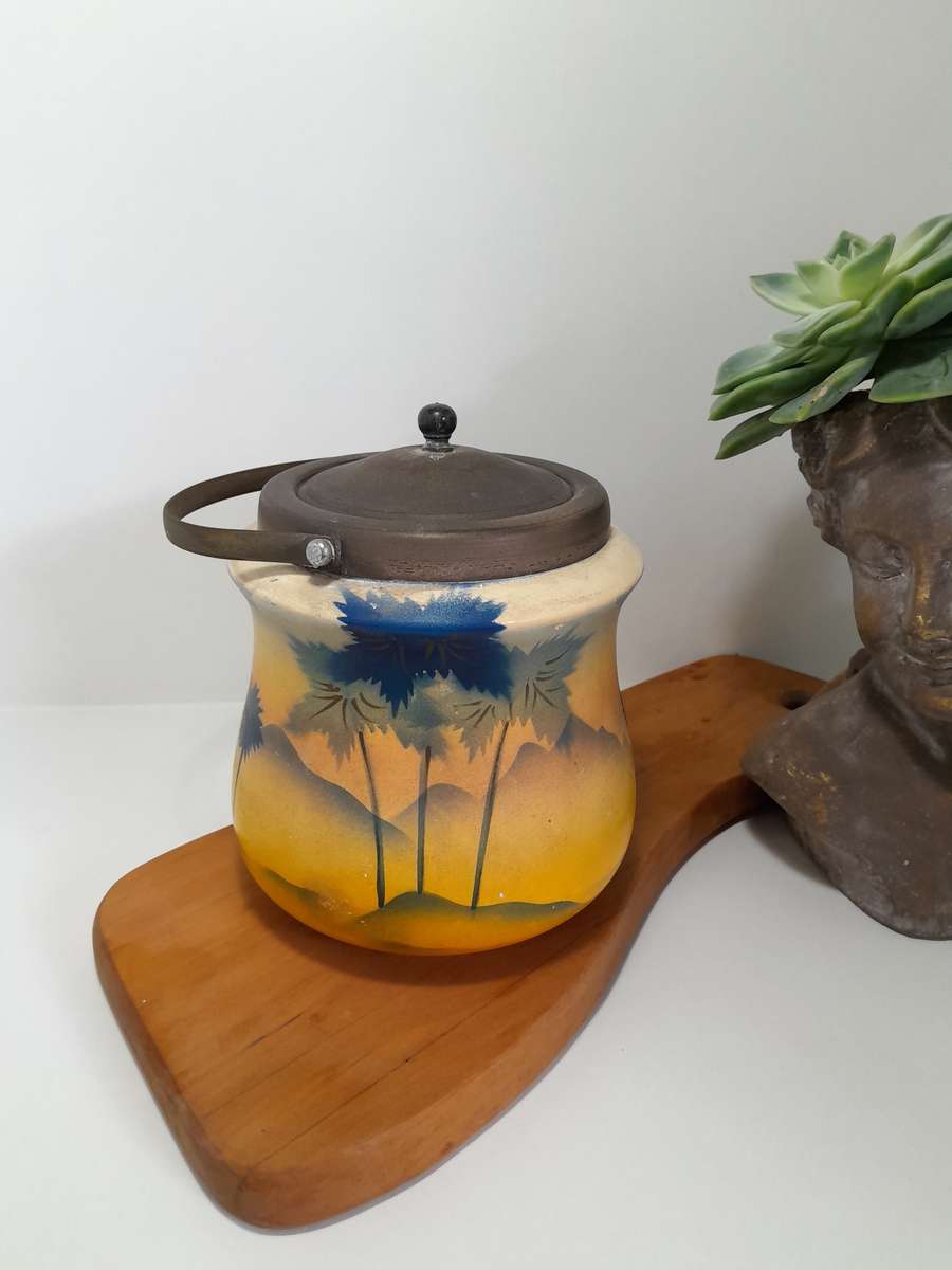 Antique (circa 1926) Japanese Stoneware Biscuit Barrel