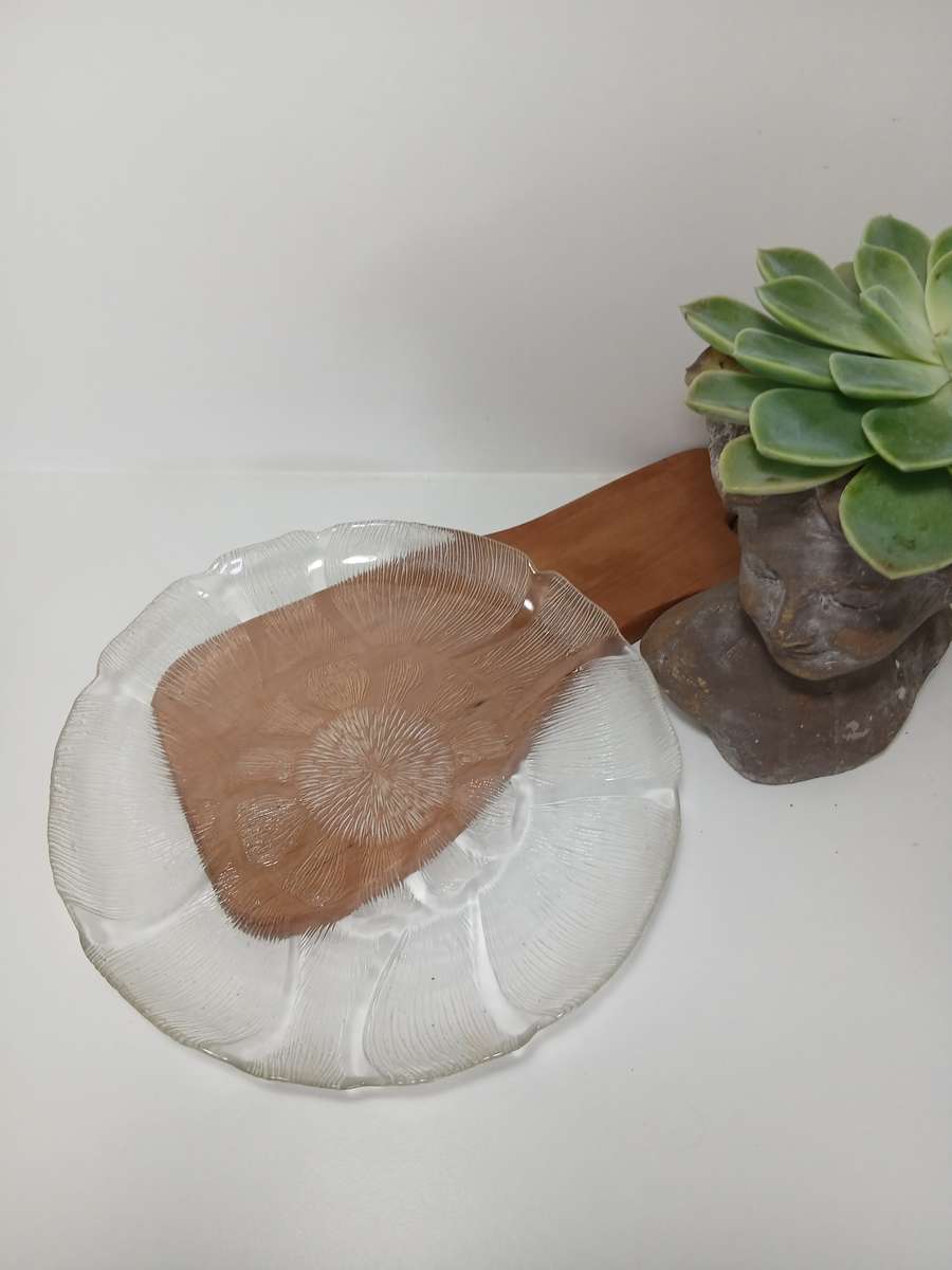 Vintage Arcoroc France Clear Tempered Glass Fleur Plate