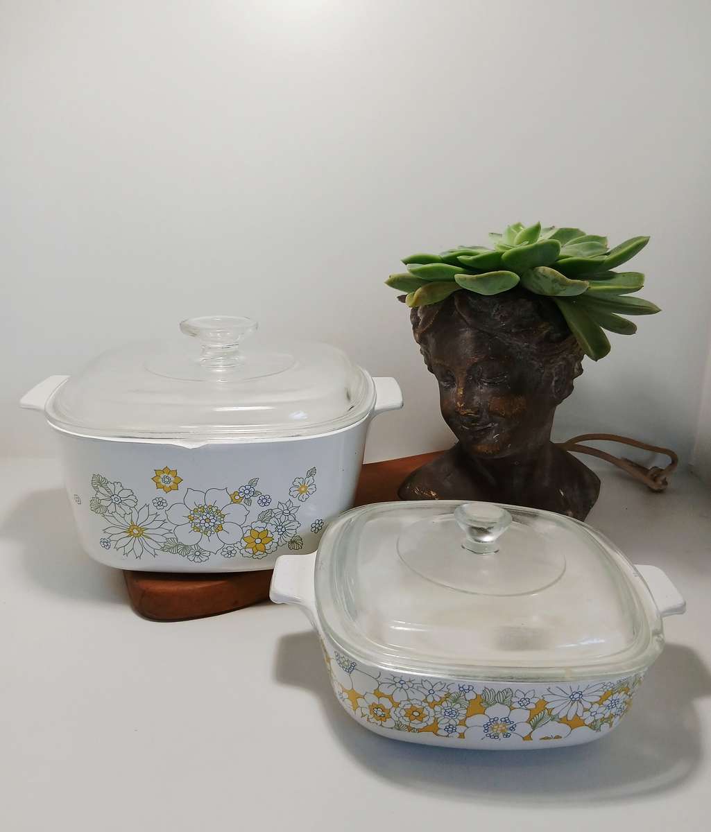Set of 2 Graduating CorningWare Floral Bouquet Casseroles