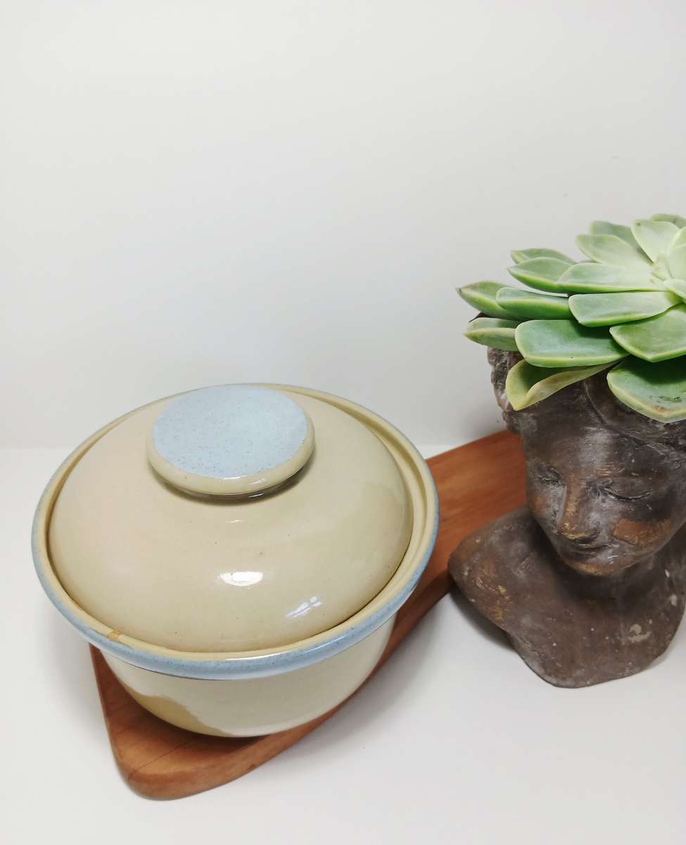 Vintage South African Claymace Lidded Casserole Dish