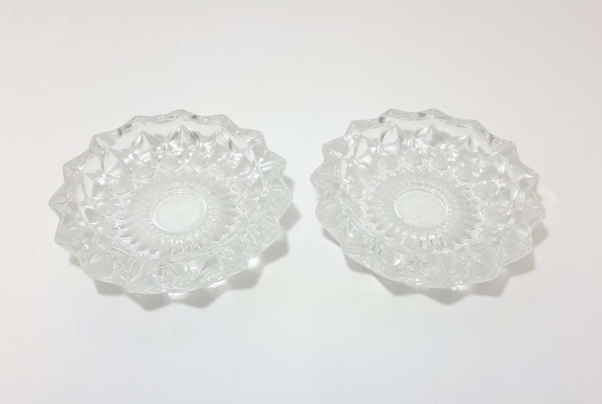 Pair Of Heavy Italian Pressed Glass Ash Trays