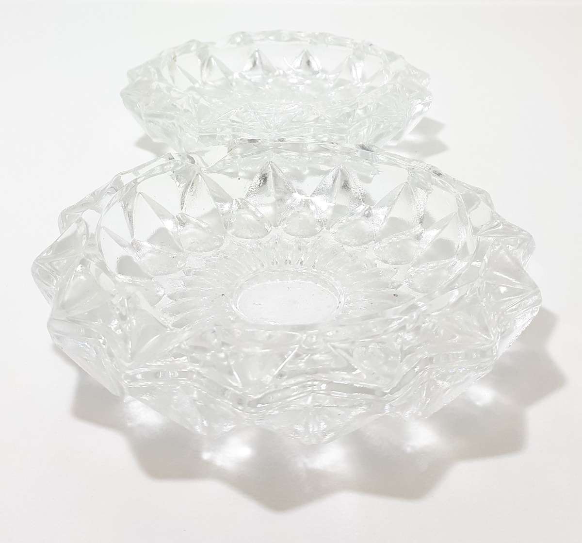 Pair Of Heavy Italian Pressed Glass Ash Trays