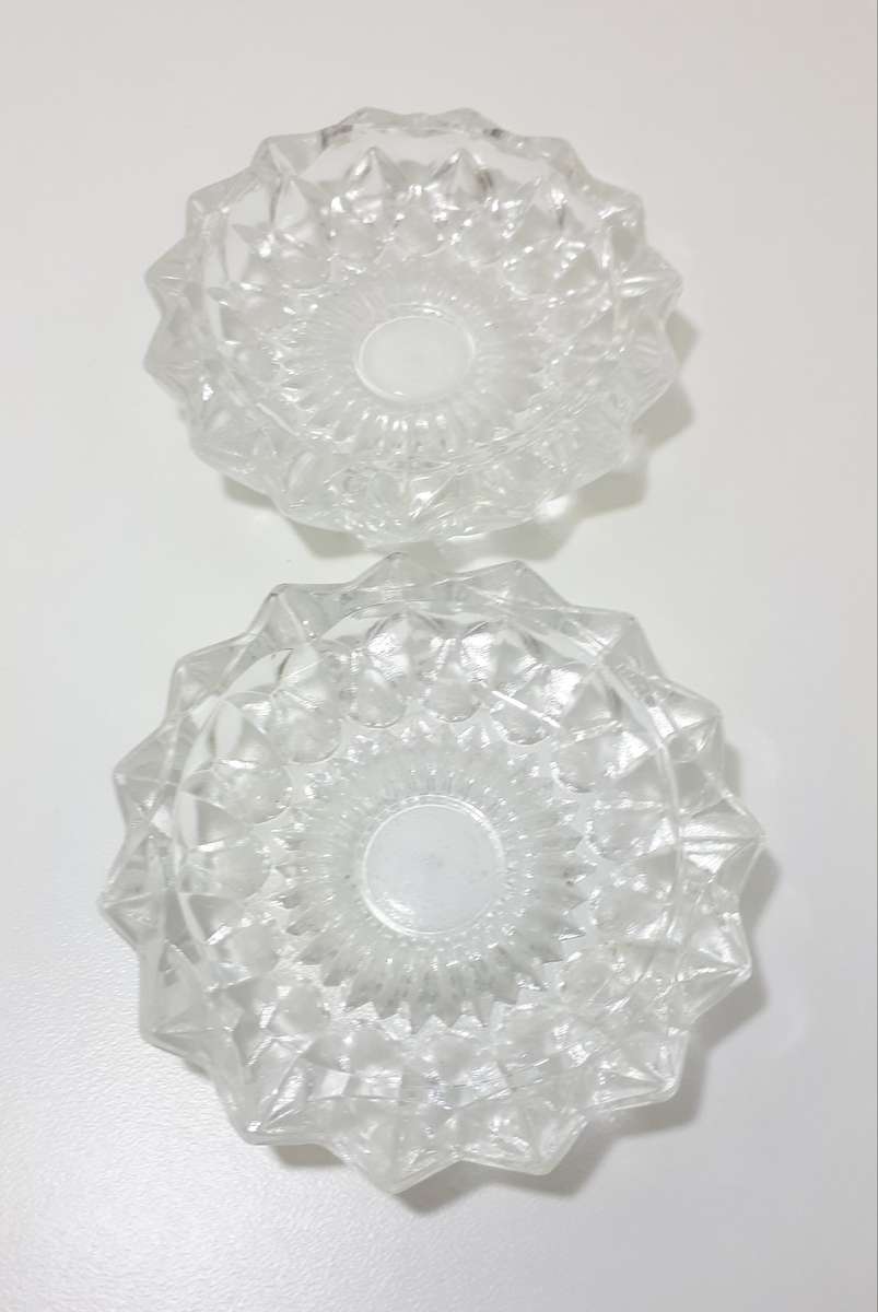 Pair Of Heavy Italian Pressed Glass Ash Trays
