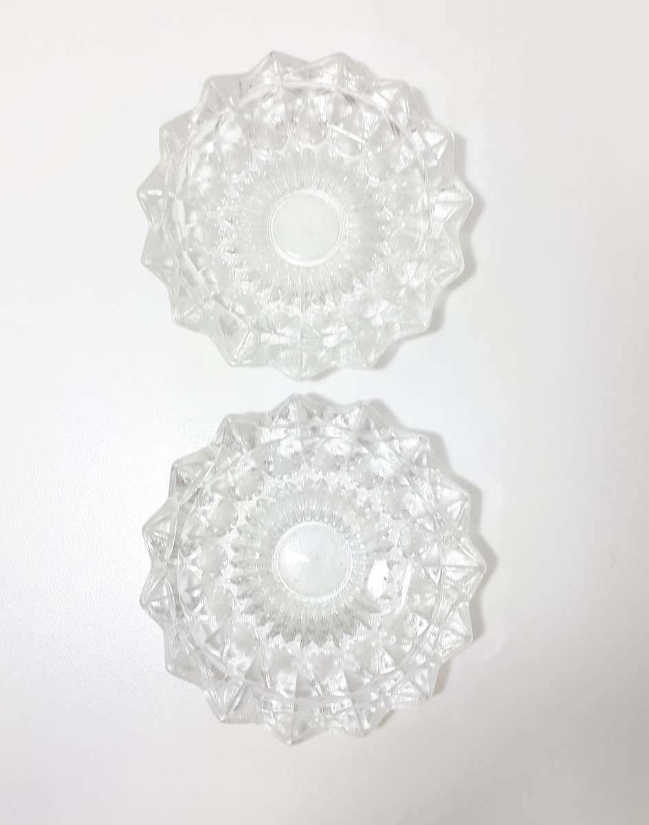 Pair Of Heavy Italian Pressed Glass Ash Trays