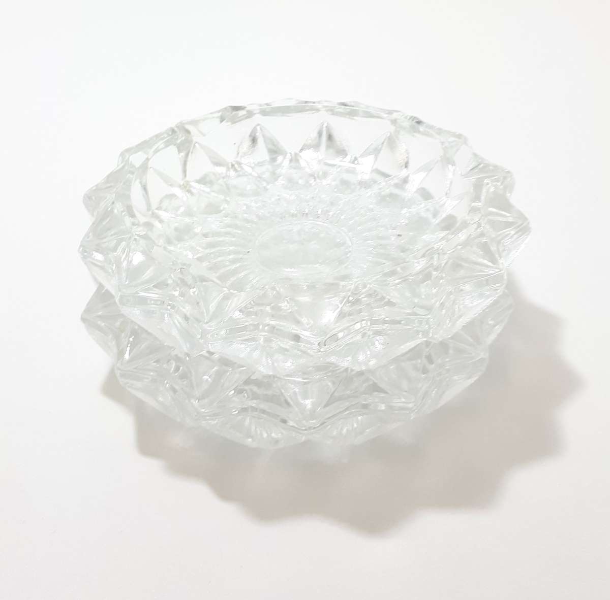 Pair Of Heavy Italian Pressed Glass Ash Trays