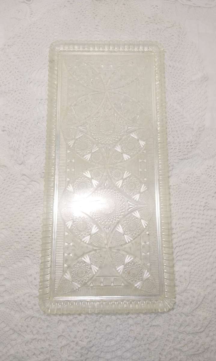 Vintage Transparent & Beautifully Etched Acrylic Snacks/Sandwich Tray