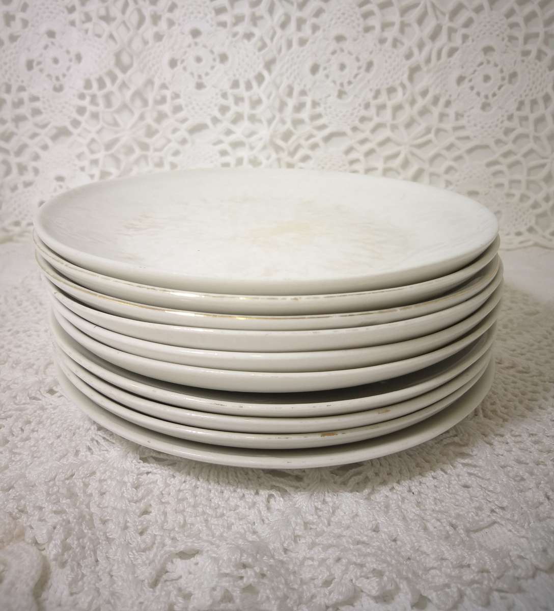 Vintage Set Of 10 South African Hugeunot Royale Ceramic Side Plates